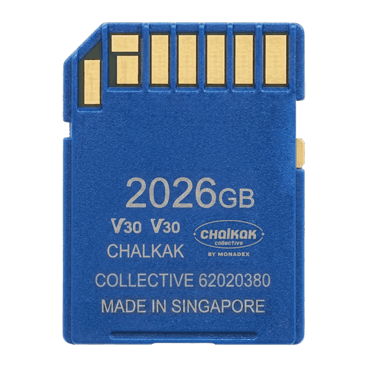Chalkak SD card, back: 2026GB, made in Singapore