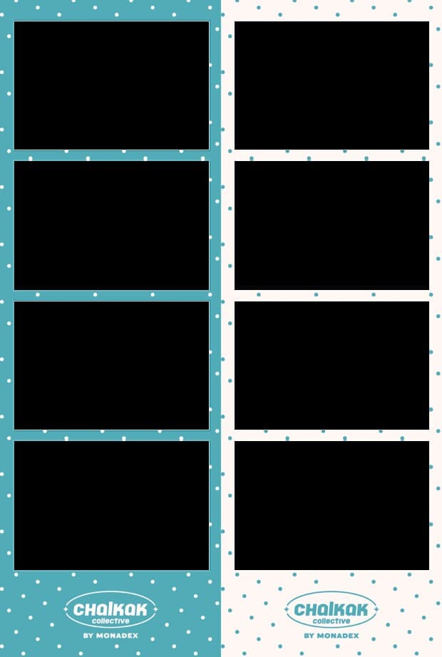 Teal dot frame layout